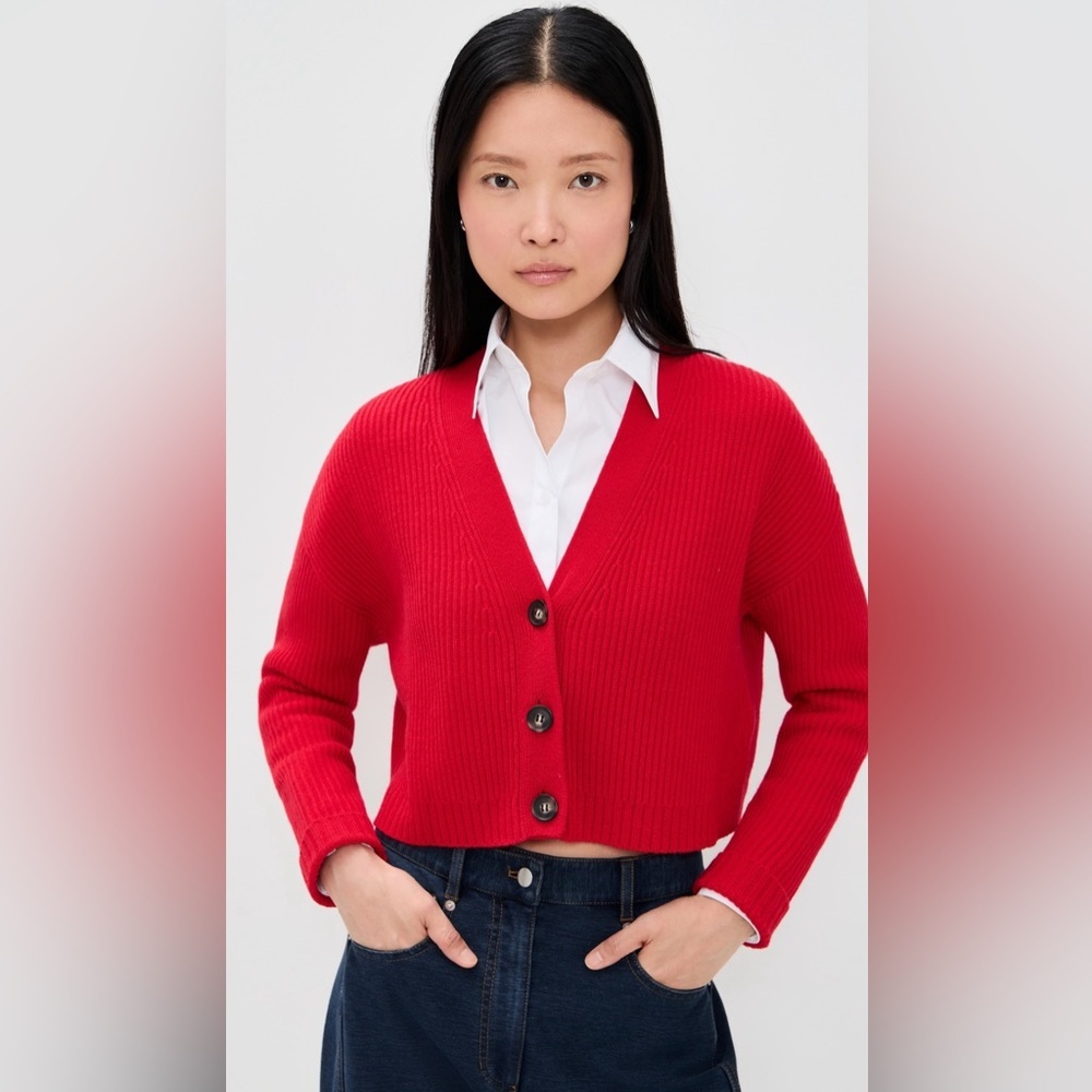 NWT LE BOP ‘Florence Cardigan’ Crimson, XS